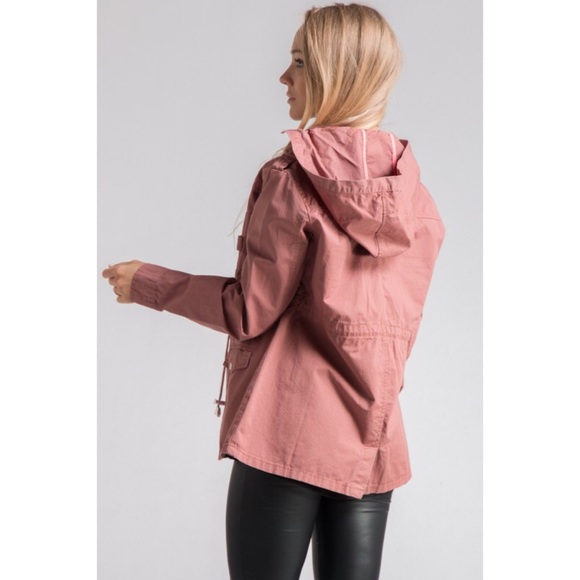 Drawstring Utility Jacket-MAUVE - Picture 7 of 7