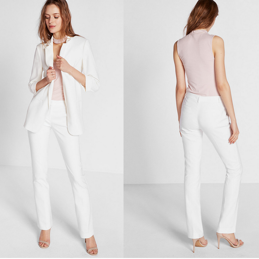 Express Columnist Barely Boot White Dress Pants