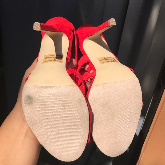 Red Lace-up Heels - Picture 6 of 6