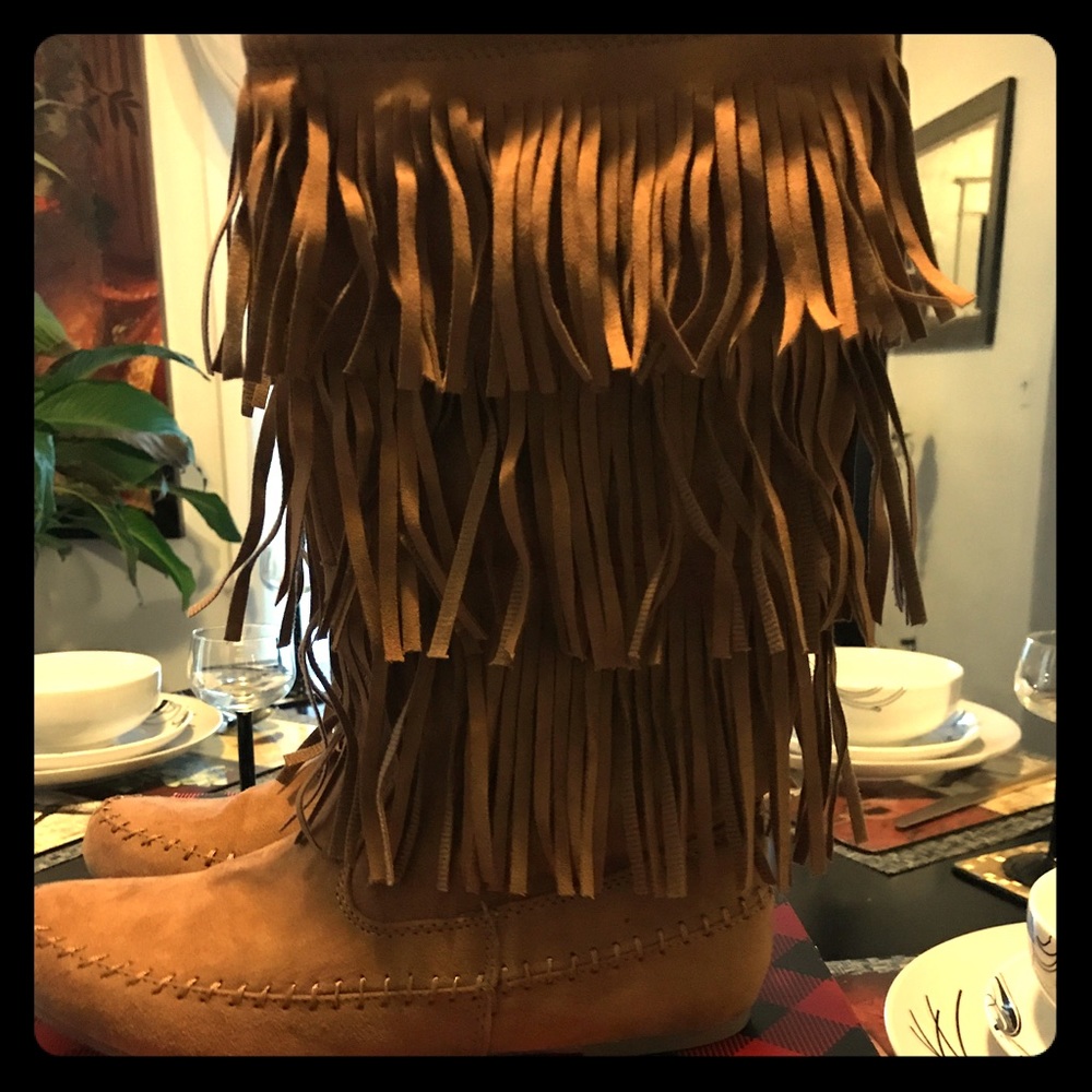 Chestnut Fringed Moccasins Boot💕 No Flaws