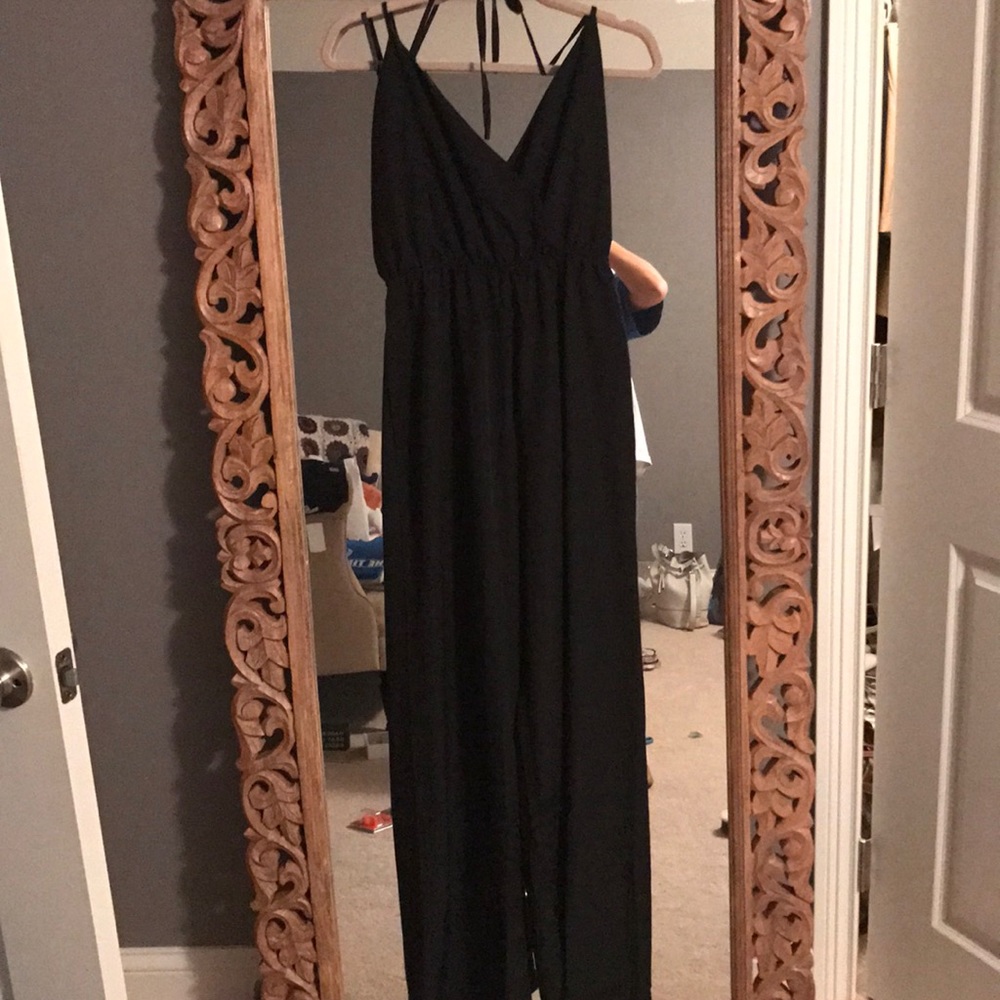 black halter jumpsuit