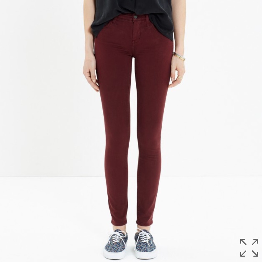 Madewell skinny skinny sateen jeans (burgundy)