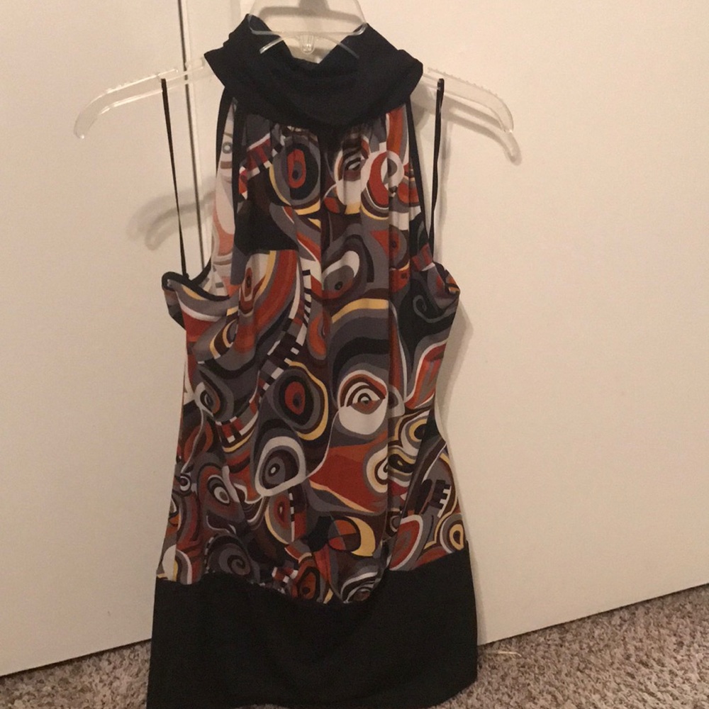 Multicolor sleeveless fitted turtleneck