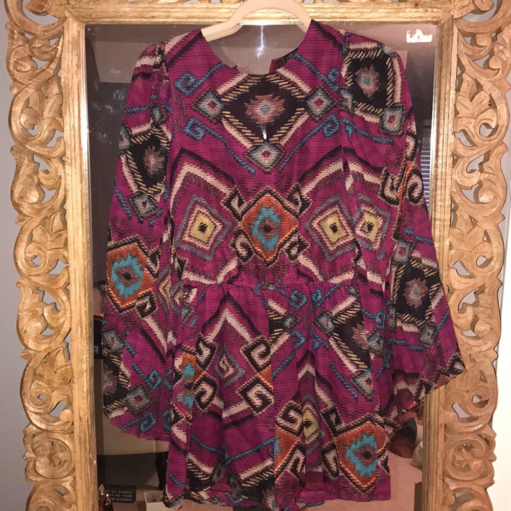 BOHO ROMPER WITH BELL SLEEVES