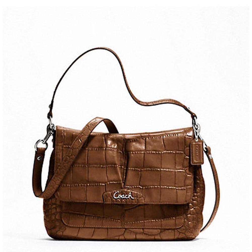 BNWT Coach Ashley Embossed Exotic Flap Handbag