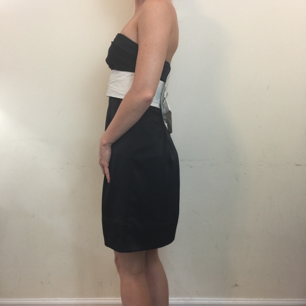 BCBGMaxAzria Black White Strapless Bow Dress - Picture 3 of 8
