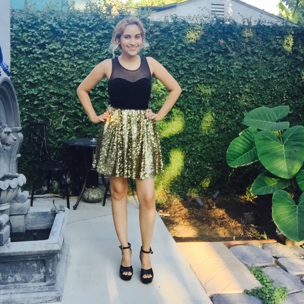 Hollywood glamour black and gold Guess dress