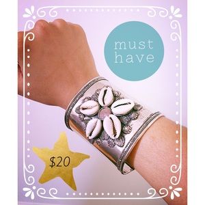 Cowrie Shell Silver Cuff