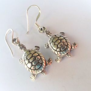 Turtle Dangle Earrings Sterling Silver NWOT