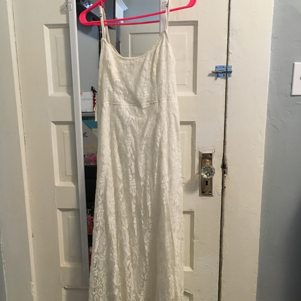 hollister maxi white lace dress