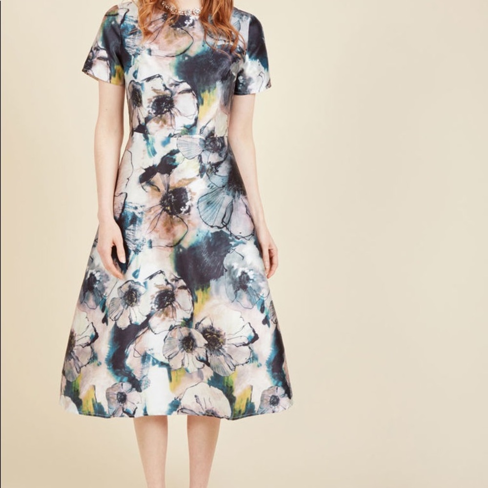 Midi short sleeve floral dress - Picture 1 of 6