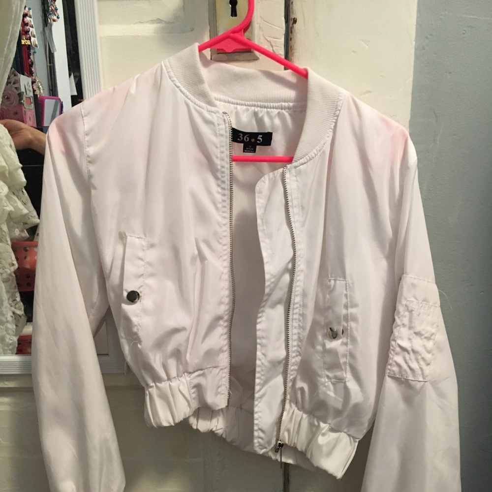 fashion nova light bomber jacket white