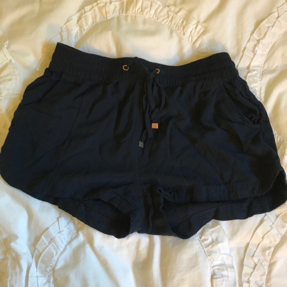 blue fabric shorts