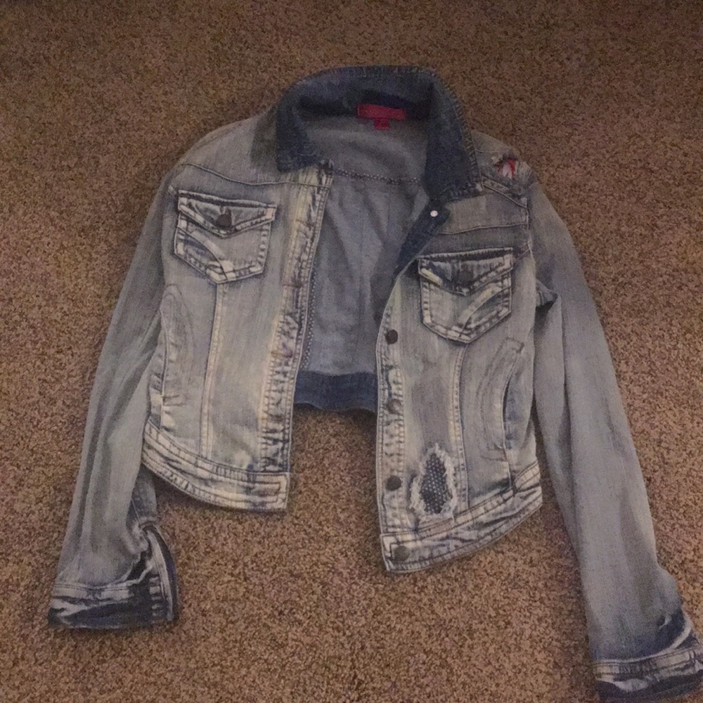 Jean Jacket With Distressed Patchwork - image 1