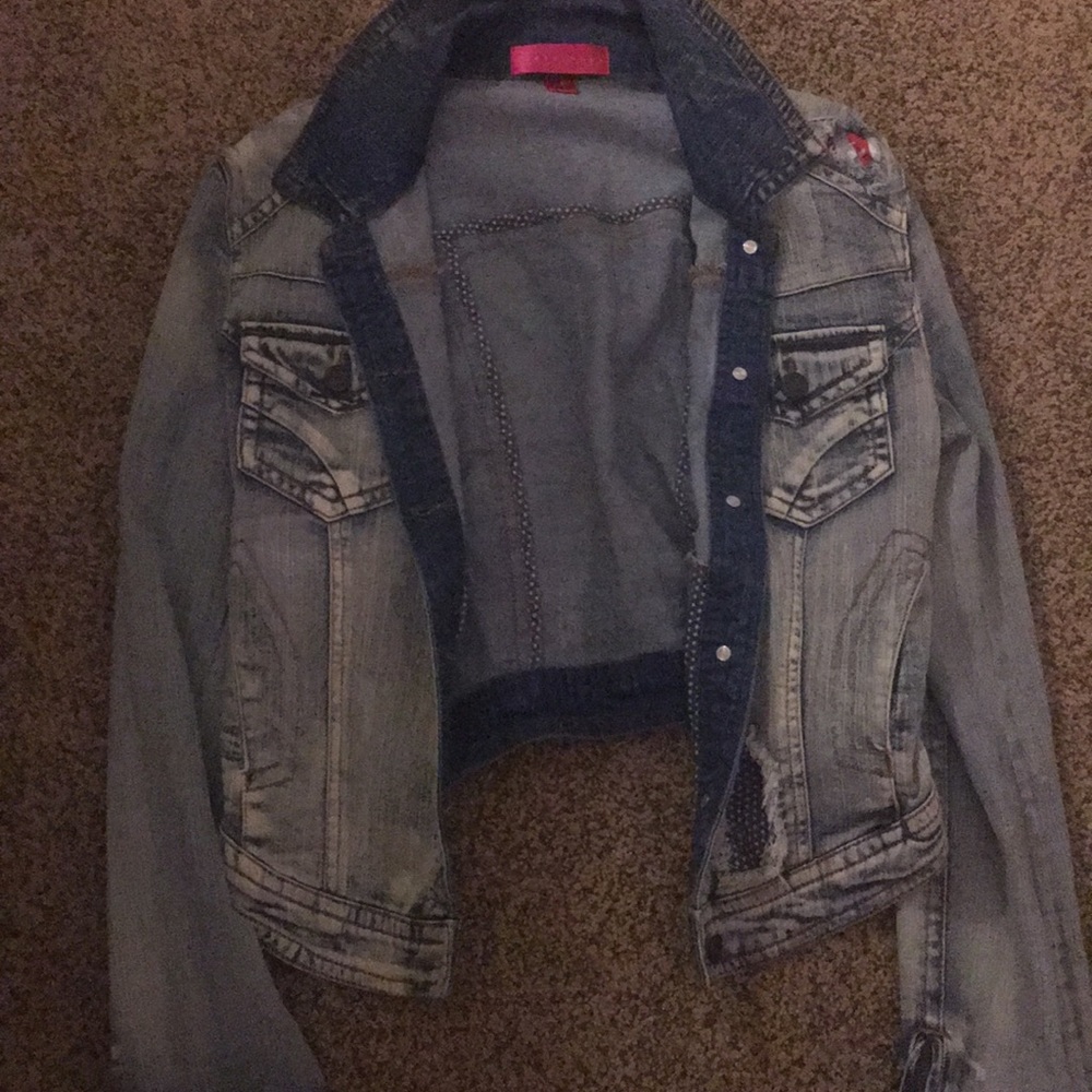 Jean Jacket With Distressed Patchwork - image 3