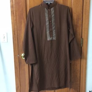 Chocolate Brown Striped Brown Kurta