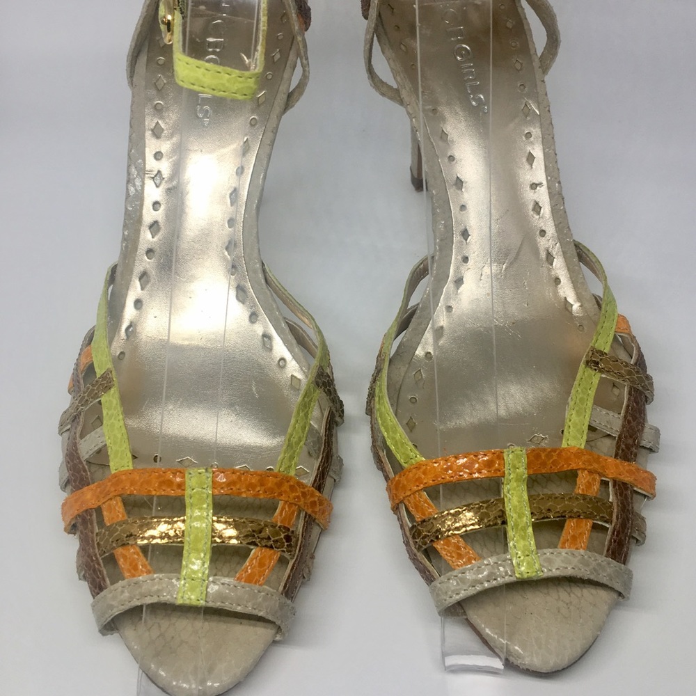 BCBGIRLS snakeskin leather heels. 8.5 M