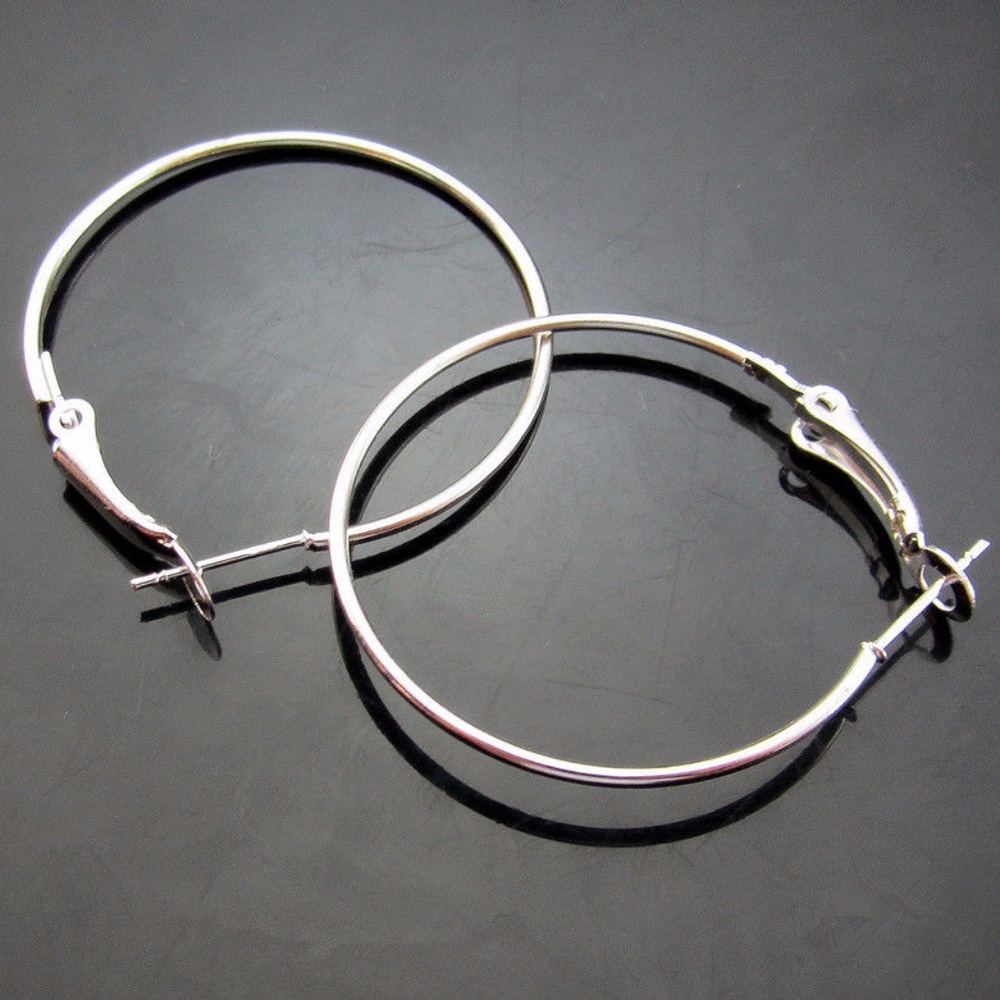 Silver  1.25" Hoop Earrings