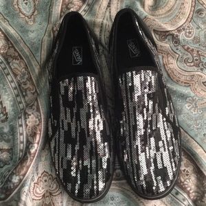 Black & Silver Sequin Vans