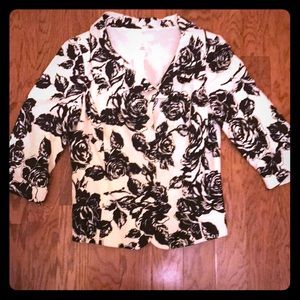 White House Black Market 3/4 sleeve Rose Jacket