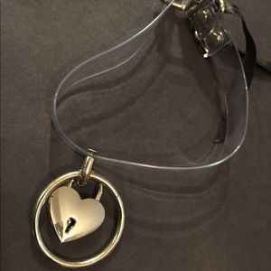 Clear O Ring Heart Lock Choker Collar w/ Key NWOT