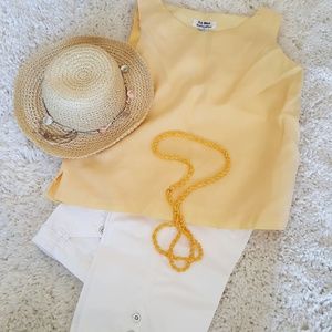 Pastel Lemon Yellow Linen Top NWOT