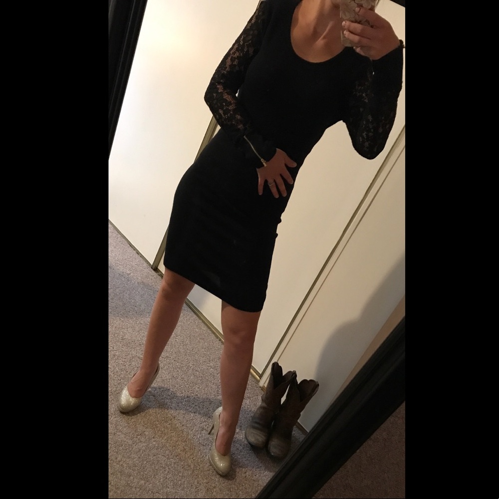 Calvin Klein Petite Lace-Sleeve Sweater Dress