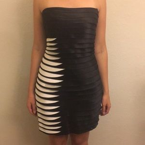 BCBG black and white party dress