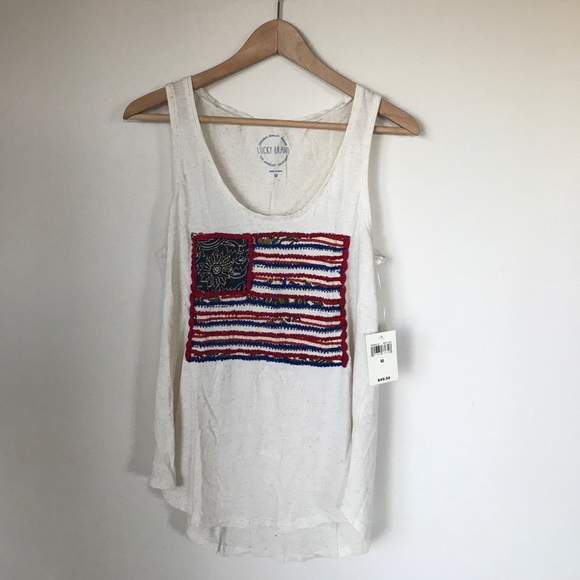 Lucky Brand Tank Top Embroidered 4th Of July New - Picture 8 of 8