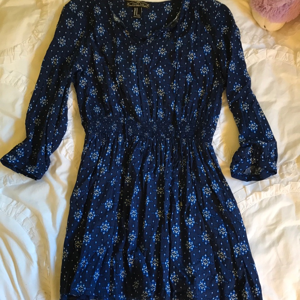 blue patterned dress