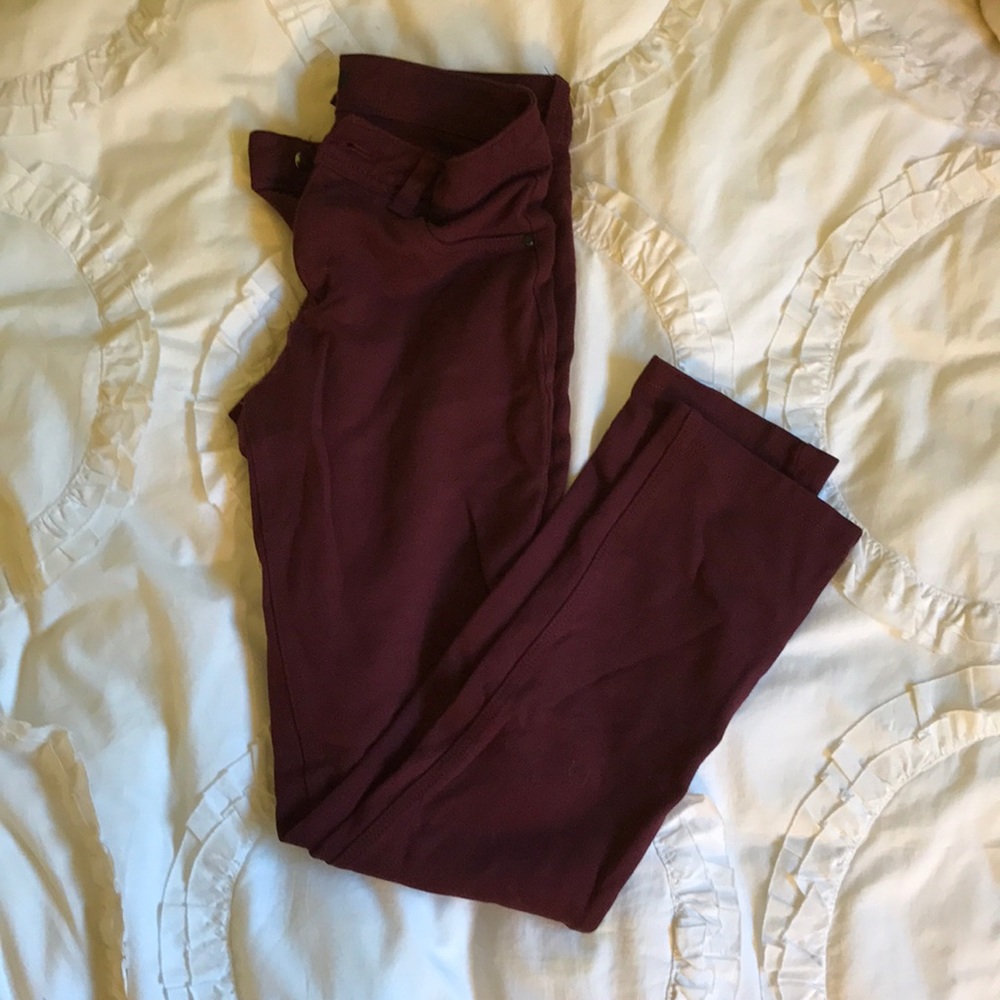 maroon pants
