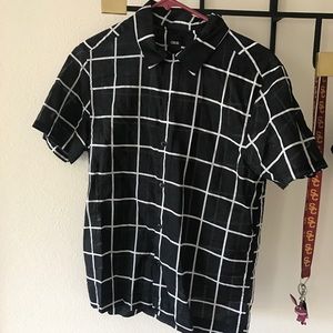 ASOS Grid Button Down Shirt Sheer Fabric