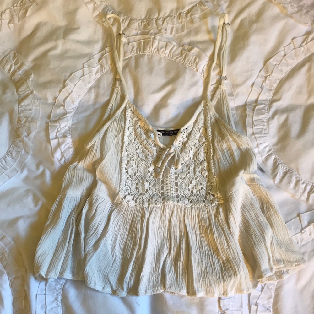 white flowy crop top brandy melville