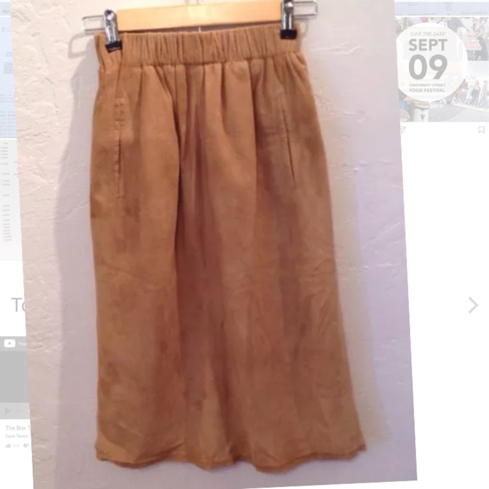 Suade tan midi skirt small/xsmall