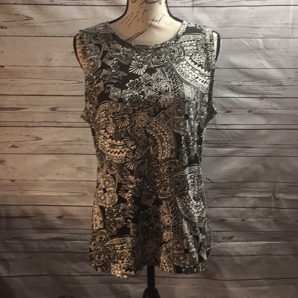 Jones New York Sport Woman's Top XL Black White