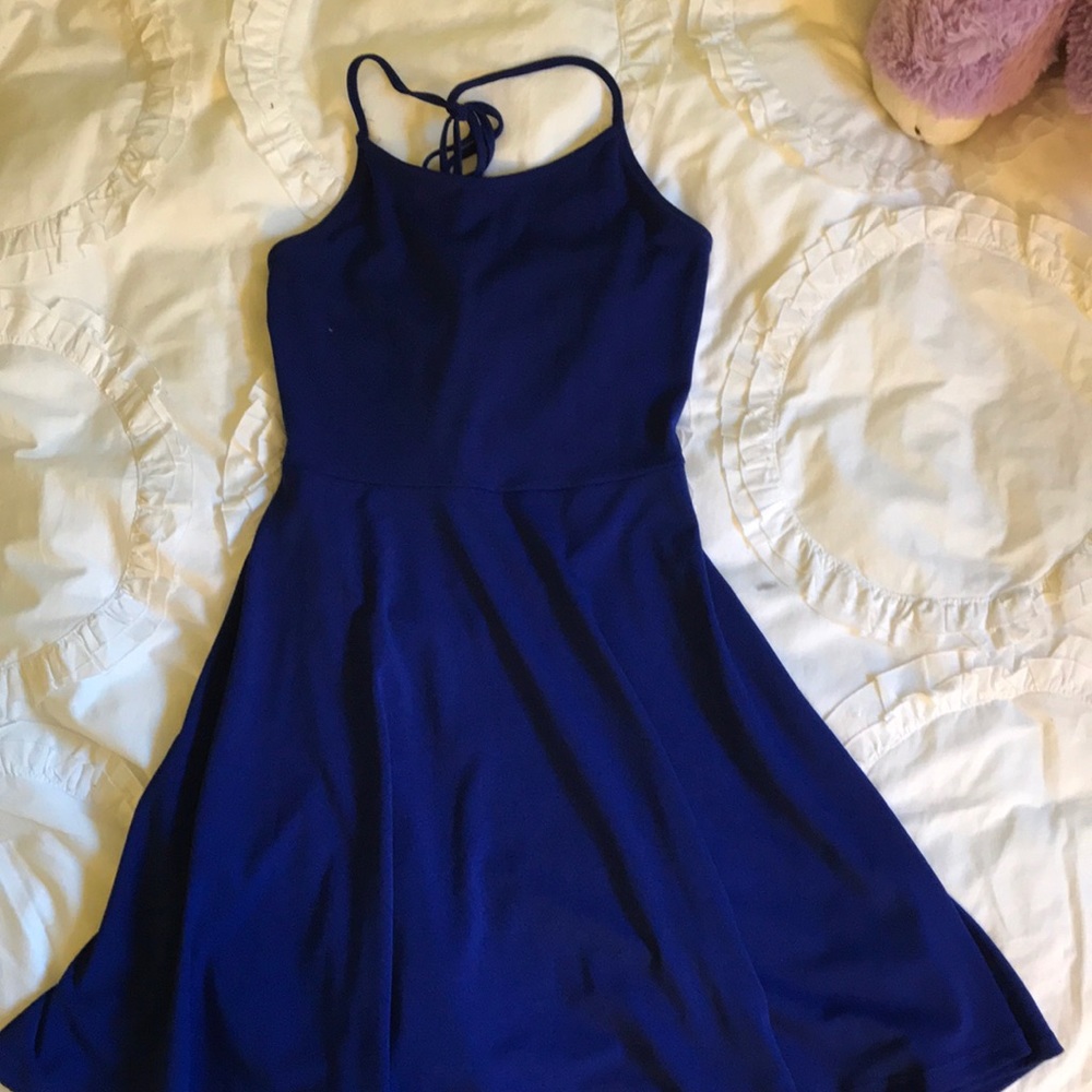 blue lace up back dress urban outfitters