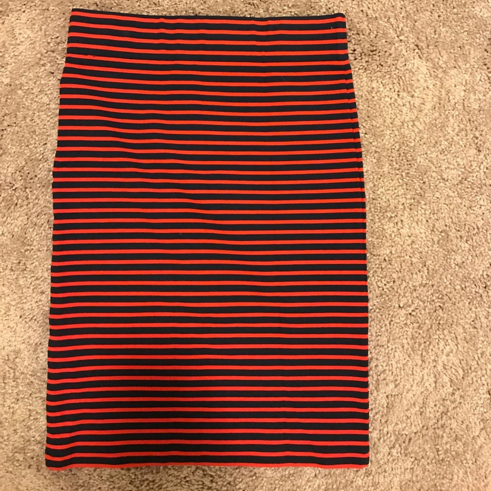 XS Madewell pencil skirt navy and red