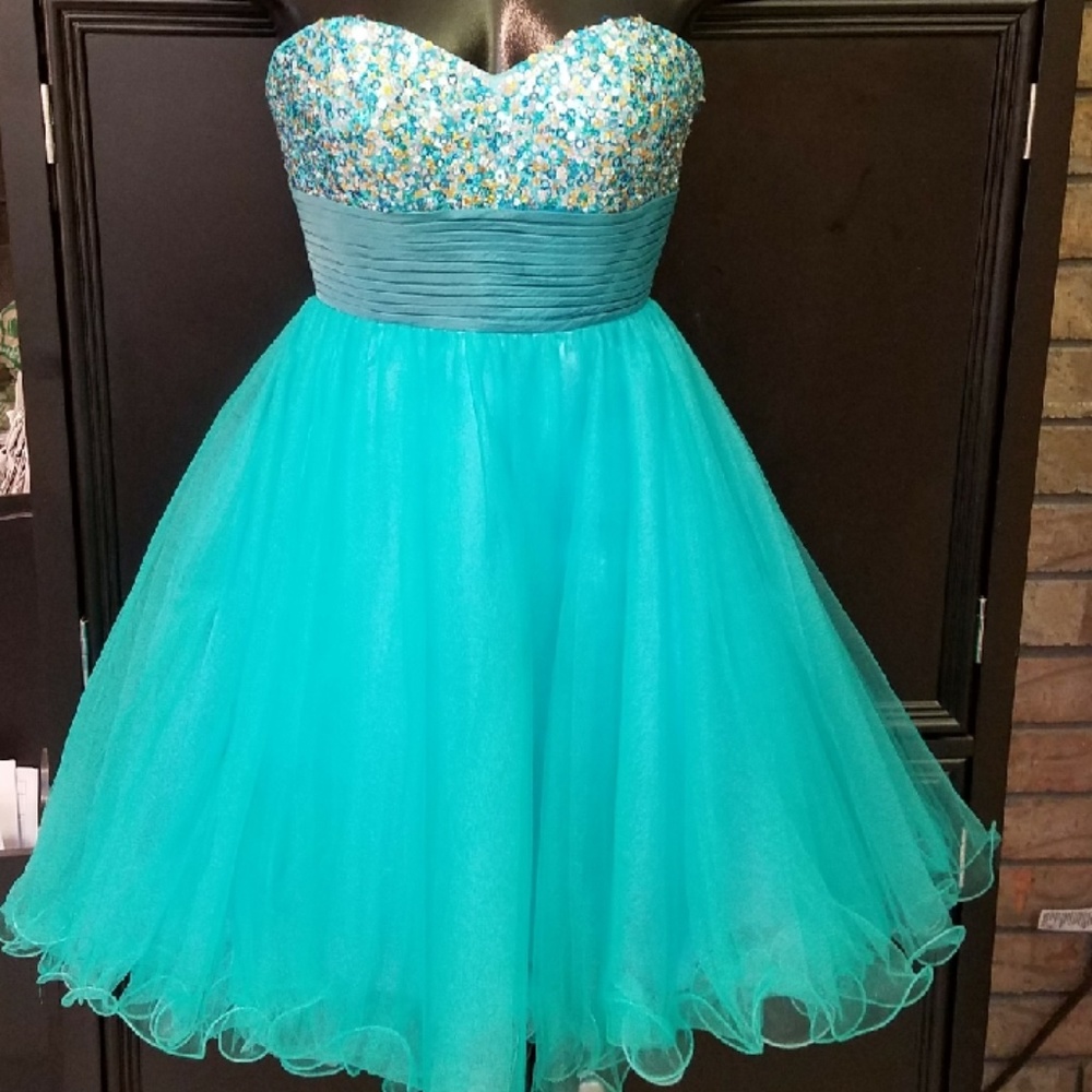 HOMECOMING Dress Sean Collection Turquoise Sz0 EUC
