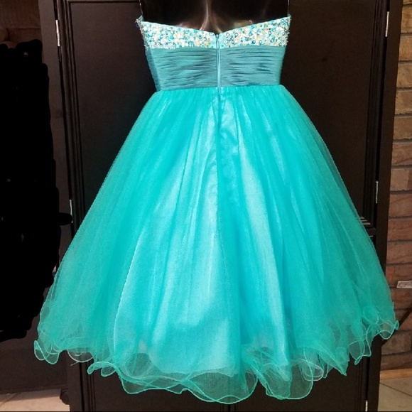 HOMECOMING Dress Sean Collection Turquoise Sz0 EUC - Picture 2 of 8