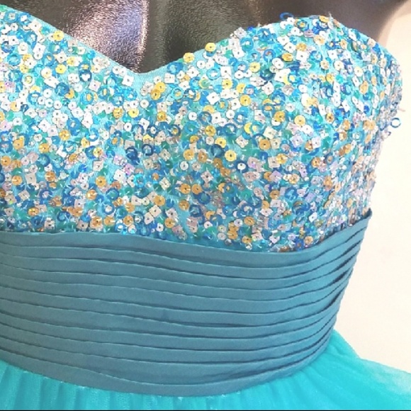 HOMECOMING Dress Sean Collection Turquoise Sz0 EUC - Picture 6 of 8