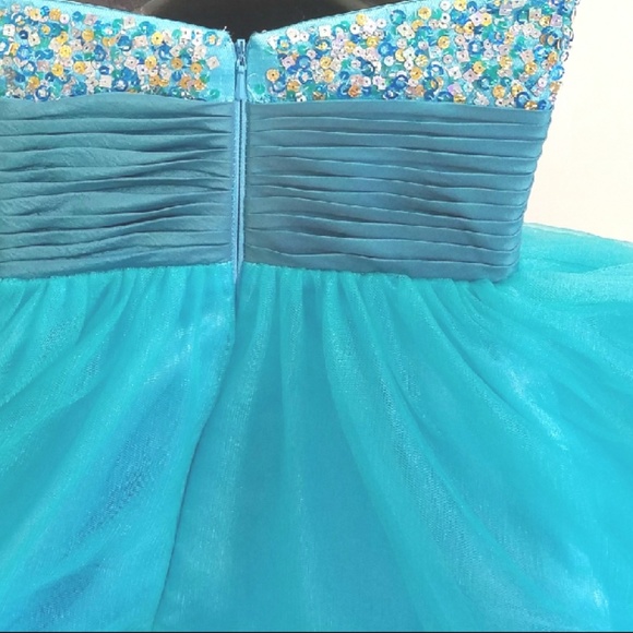 HOMECOMING Dress Sean Collection Turquoise Sz0 EUC - Picture 5 of 8