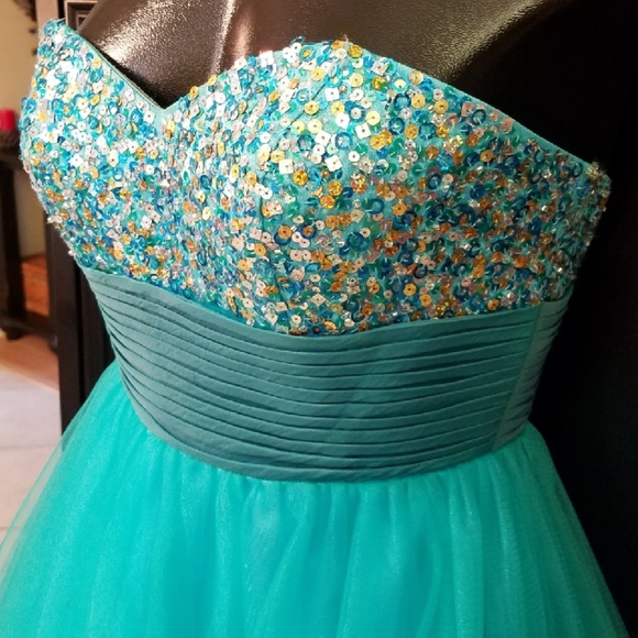 HOMECOMING Dress Sean Collection Turquoise Sz0 EUC - Picture 4 of 8