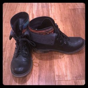 Never worn black faux leather lace up boots