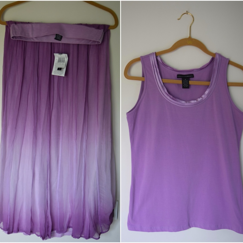 Grace Elements Purple Skirt NWT & Preloved Shirt