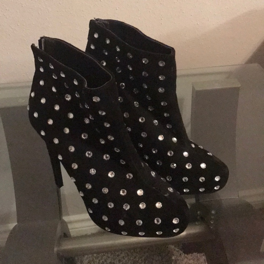 Shoe Dazzle Black Rhinestone Booties
