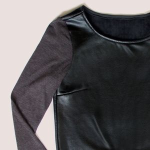 Faux Leather Long Sleeve Crop Top