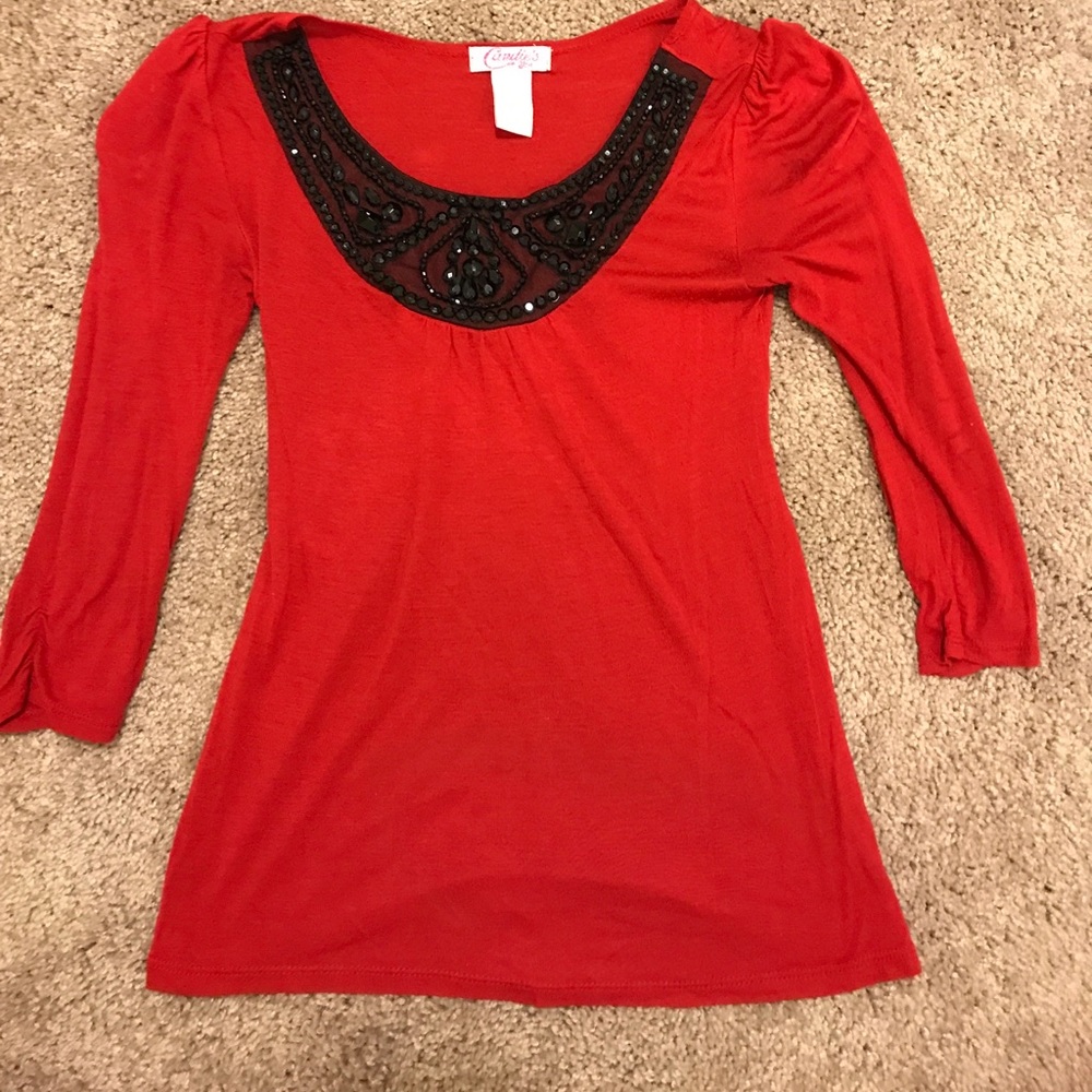 Girls red and black shirt