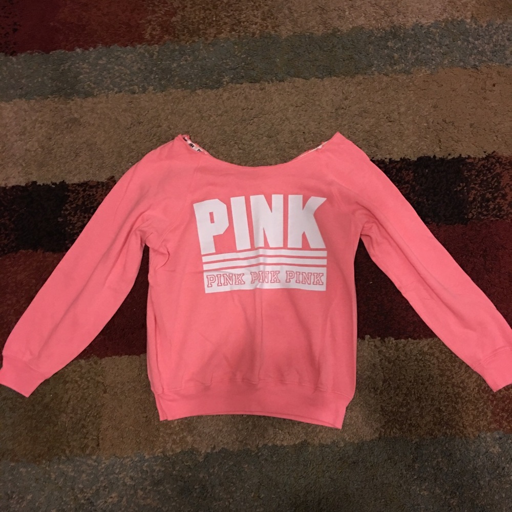 Pink off shoulder sweat shirt