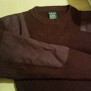 Burgundy Ribbed Patch Sweater