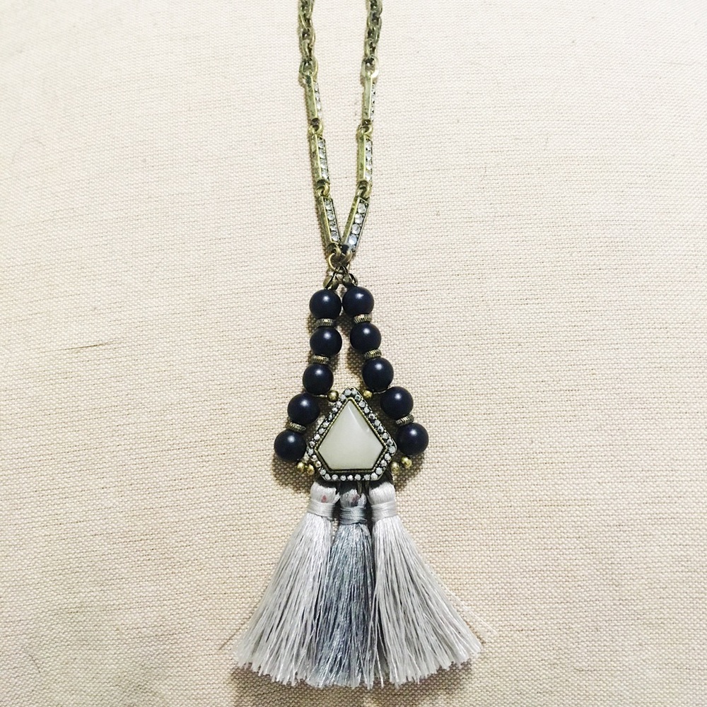 Baublebar black/gold/gray tassel pendant necklace